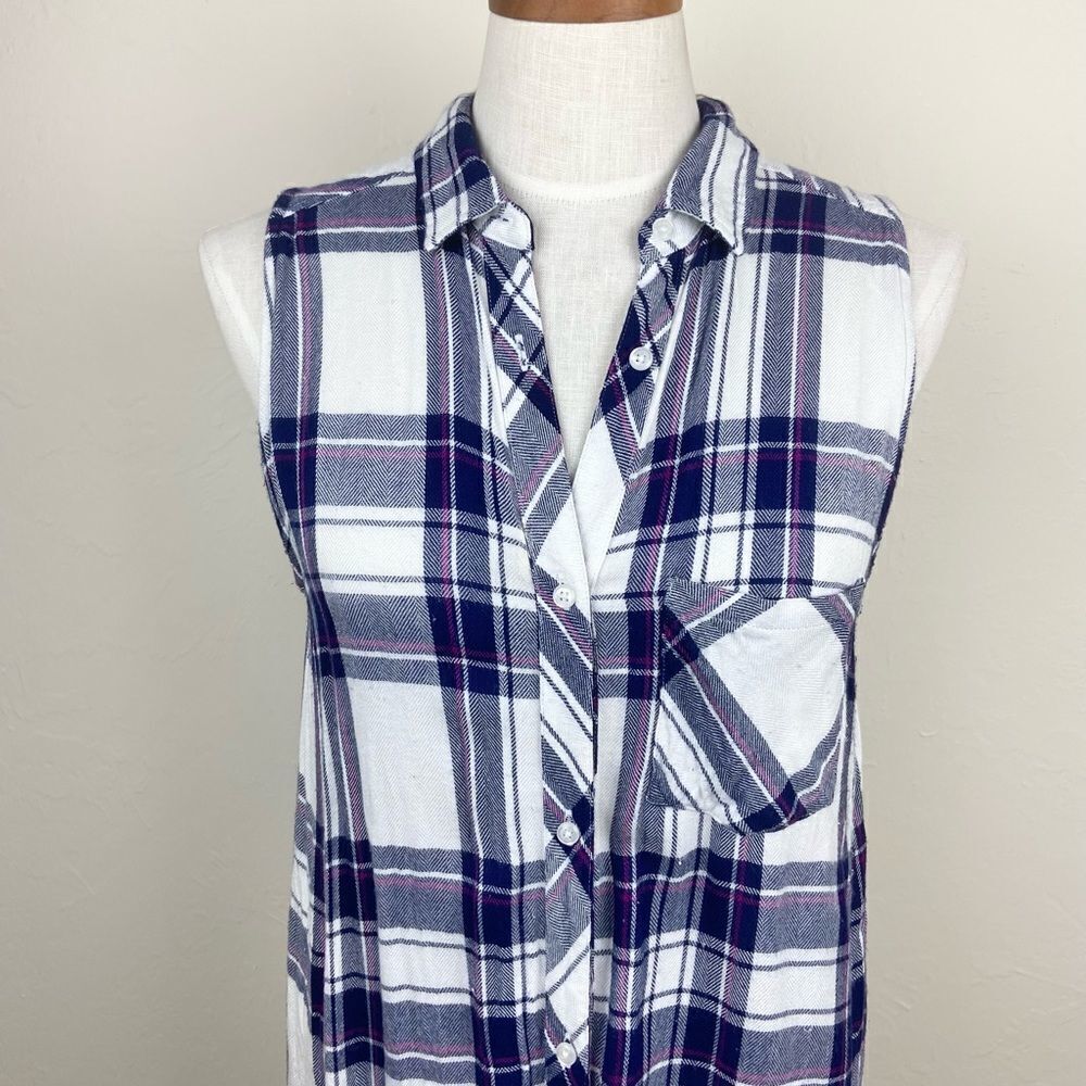 Rails Jordyn Plaid Split-Side Tank Top Tunic - image 4